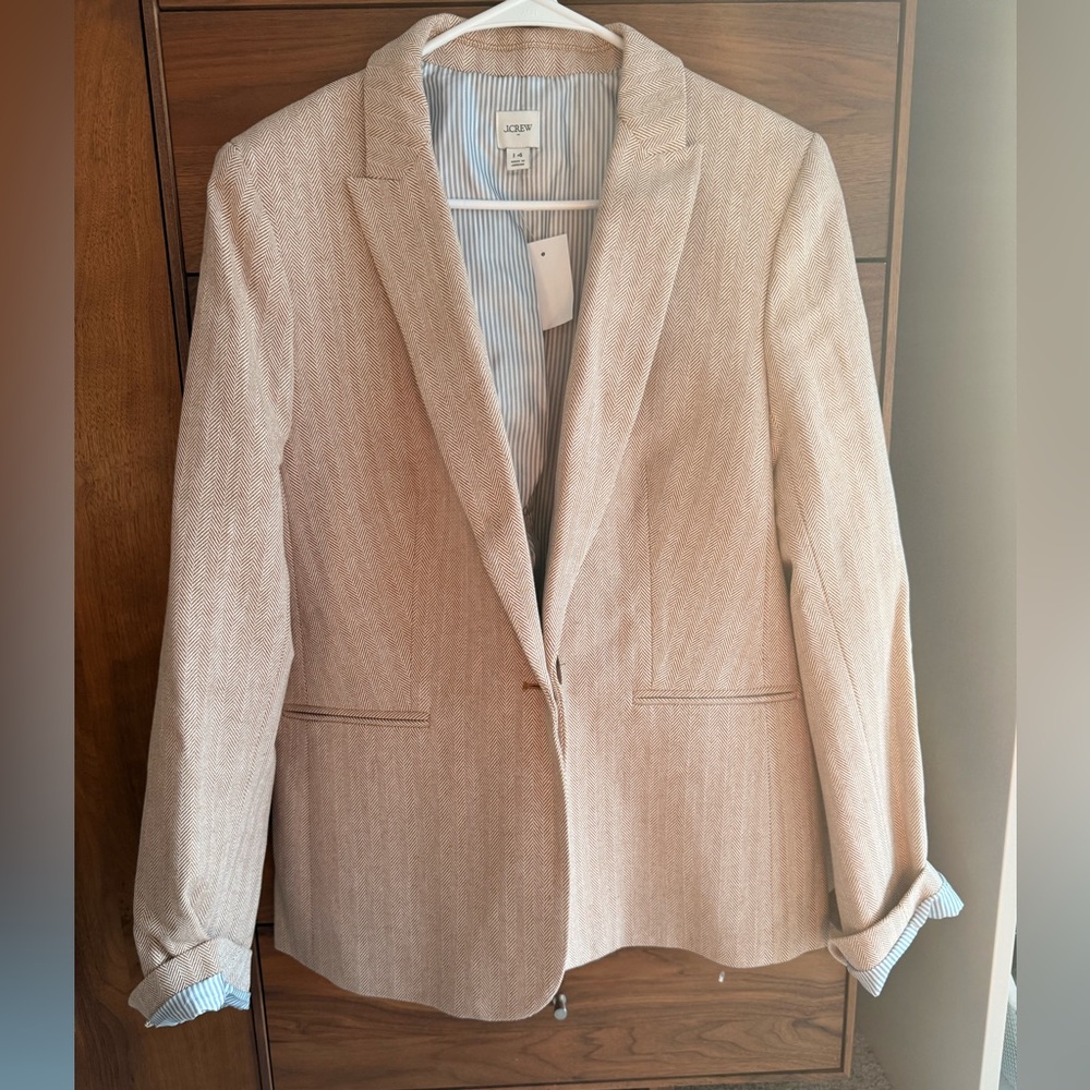 J. Crew Factory Petite cotton herringbone one-button blazer Size 14 - Picture 6 of 6